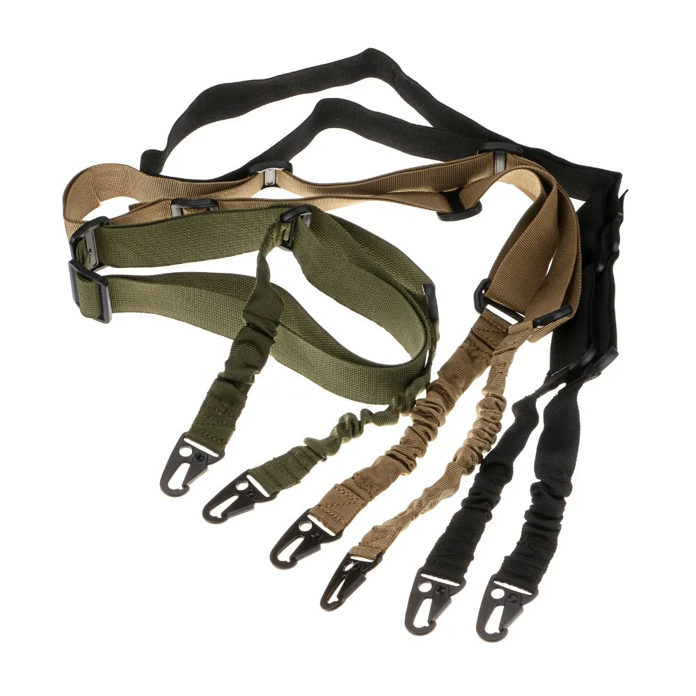 Expédition rapide Tactical 2 Two Point Dual Sling Dual Bungee Strap Snap Hook Réglable Quick Detach Release