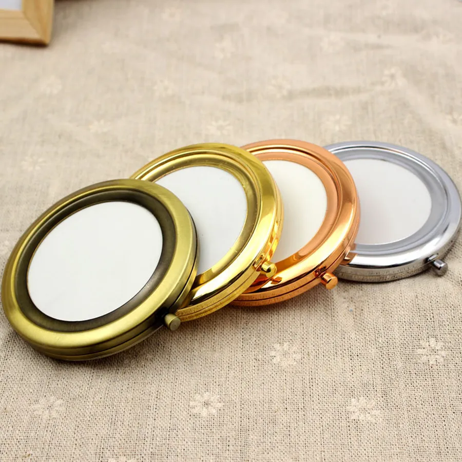 200PCS 70mm Pocket Compact Mirror Favoriter Round Metal Silver Makeup Mirror Present Make Up Tools RRA1975