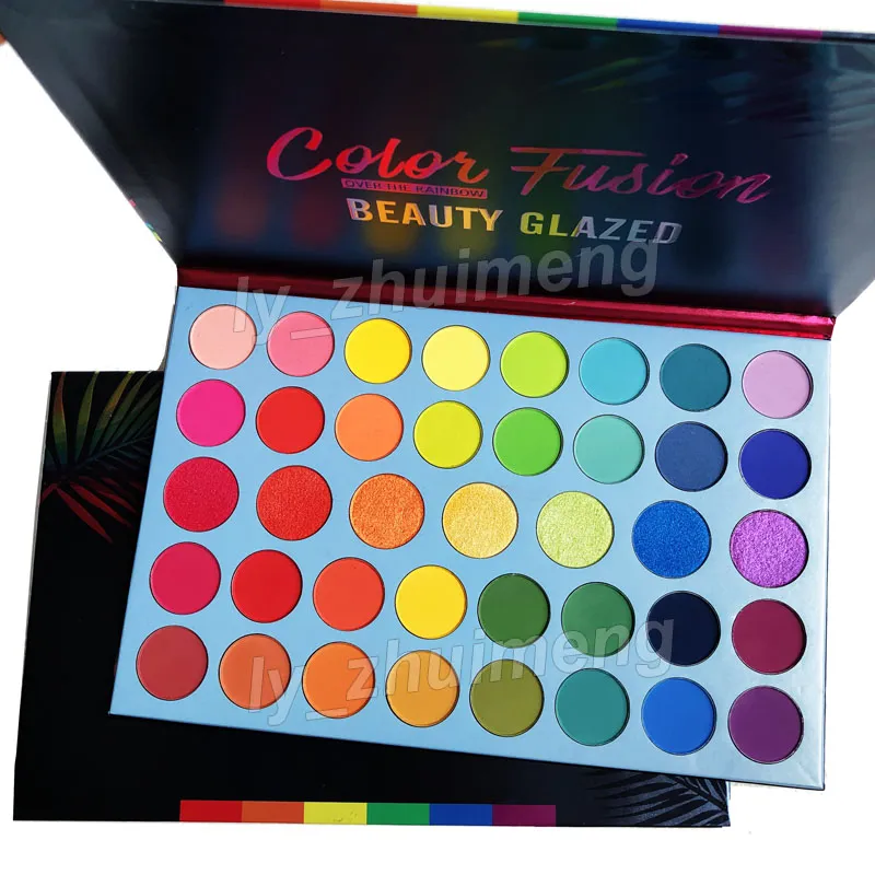 Beauty Glazed Lidschatten-Palette, Color Fusion Lidschatten, matt, ultraschimmernd, hochpigmentiertes Augen-Make-up, Over the Rainbow-Palette, neue Kosmetik