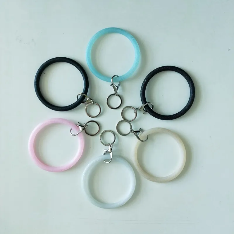 Bangle Key Ring Silicone Wristlet Keychain Armband Key Ring Round Key Holder Sport Girls Present Mode Smycken 5 Färger 30stws DW4178