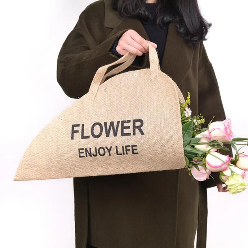 Flower Carrying Bag Linen Portable Flowers Packing Hand Bag Florist Fresh  Flower Carrier Pouch Wholesale QW9593 From Easy_deal, $3.86 | DHgate.Com