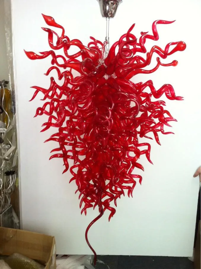 100% Mouth Blown CE UL Borosilicate Murano Glass Dale Chihuly Art Traditional Red Glass Chandelier Homemade