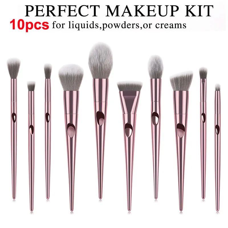 Våta och vilda borstar Set 10st Rose Gold Makeup Brush Eyeshadow Powder Contour Brush Sats Beauty Cosmetics Tools Borstes Foundation Borstes Clul