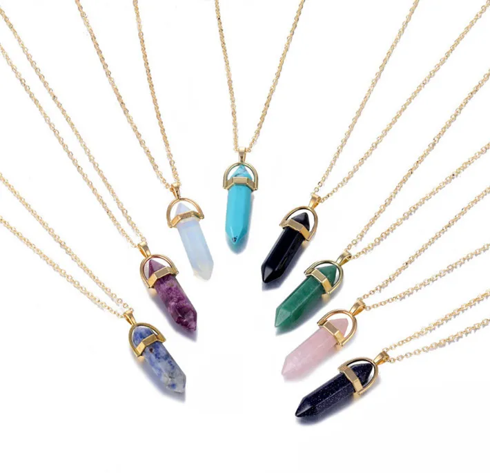 INS Pierre Naturelle Pendentif Druzy Drusy Collier Chaîne En Or Bullet Prisme Hexagonal Collier Bijoux Sautoirs Cristaux De Quartz Colliers D21903