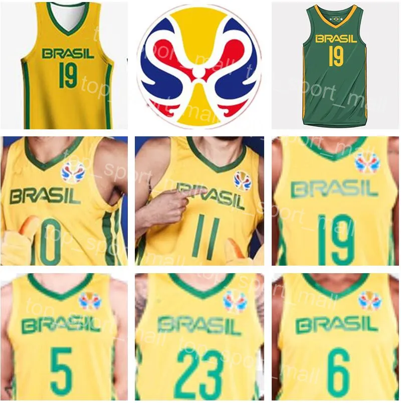 Team National Basketball Jersey Brasil 50 Bruno Caboclo 10 Alex Garcia 19 LeaDrinho Barbosa 5 Rafa Luz Yago Mateus Lima Louzad Men