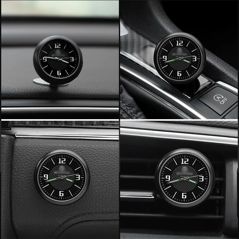 Auto leuchtende Uhr, Auto-Armaturenbrett-Uhr, Autos, Lüftungsschlitze,  Quarzuhren, Mini, perfekte Dekoration für Autos, SUV und MPV, Black309u