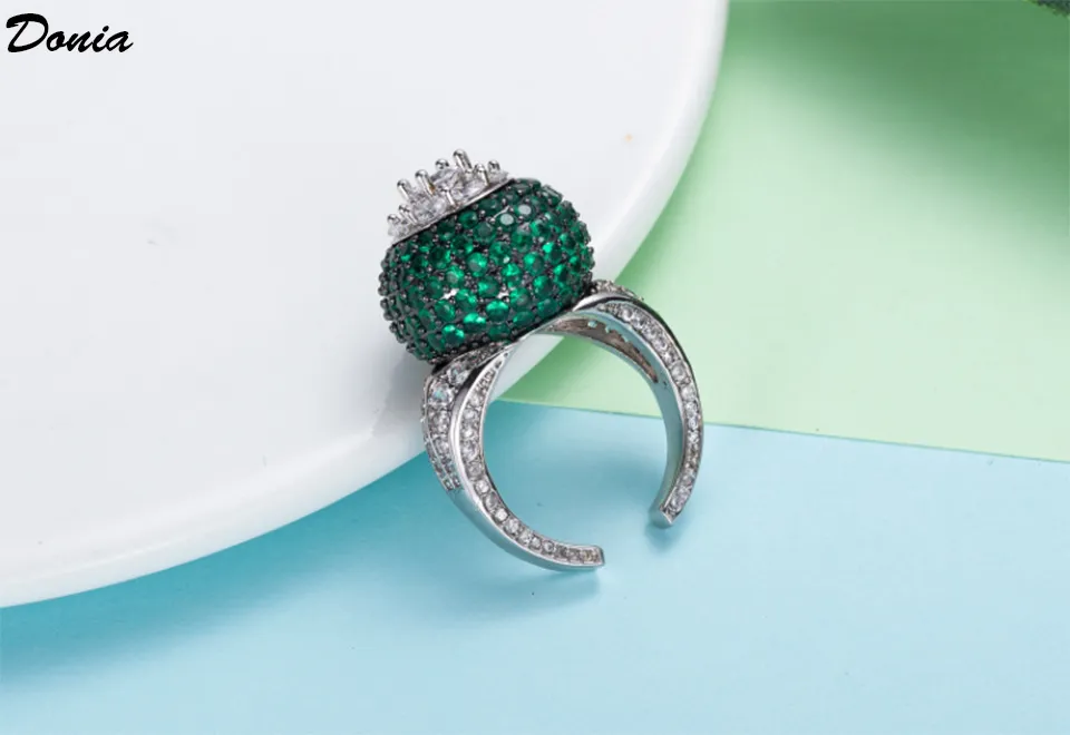 DONIA Jewelry Luksusowy pierścień Moda przesadzony miedziany mikro-inkrustowany pełny kolor cyrkonu z europejskich i amerykańskich projektantów kreatywnych