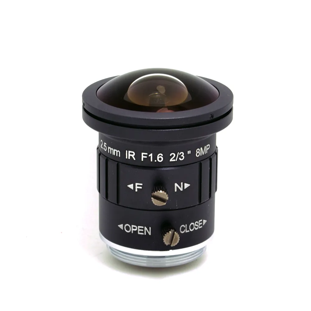 2/3 "2.5mm Fisheye Lens CS Mount F1.6 4K IR-correctie 8 Megapixel Lens voor CCTV UHD IP Industiral Vision Camera's