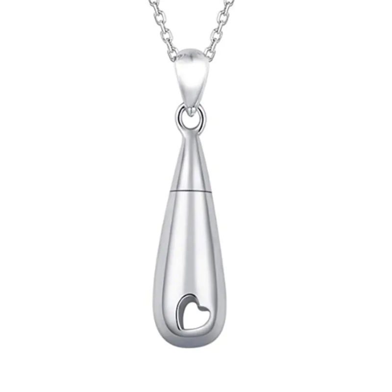 Charms Personalized Custom Stainless Steel Teardrop Heart Urn Necklace Ashes Keepsake Memorial Pendant Cremation Jewelry 20 1968