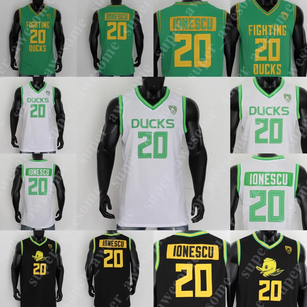 NCAA 20 Sabrina Ionescu Jersey Oregon Ducks Basketbal Jerseys White Green Black Geel Gestikt