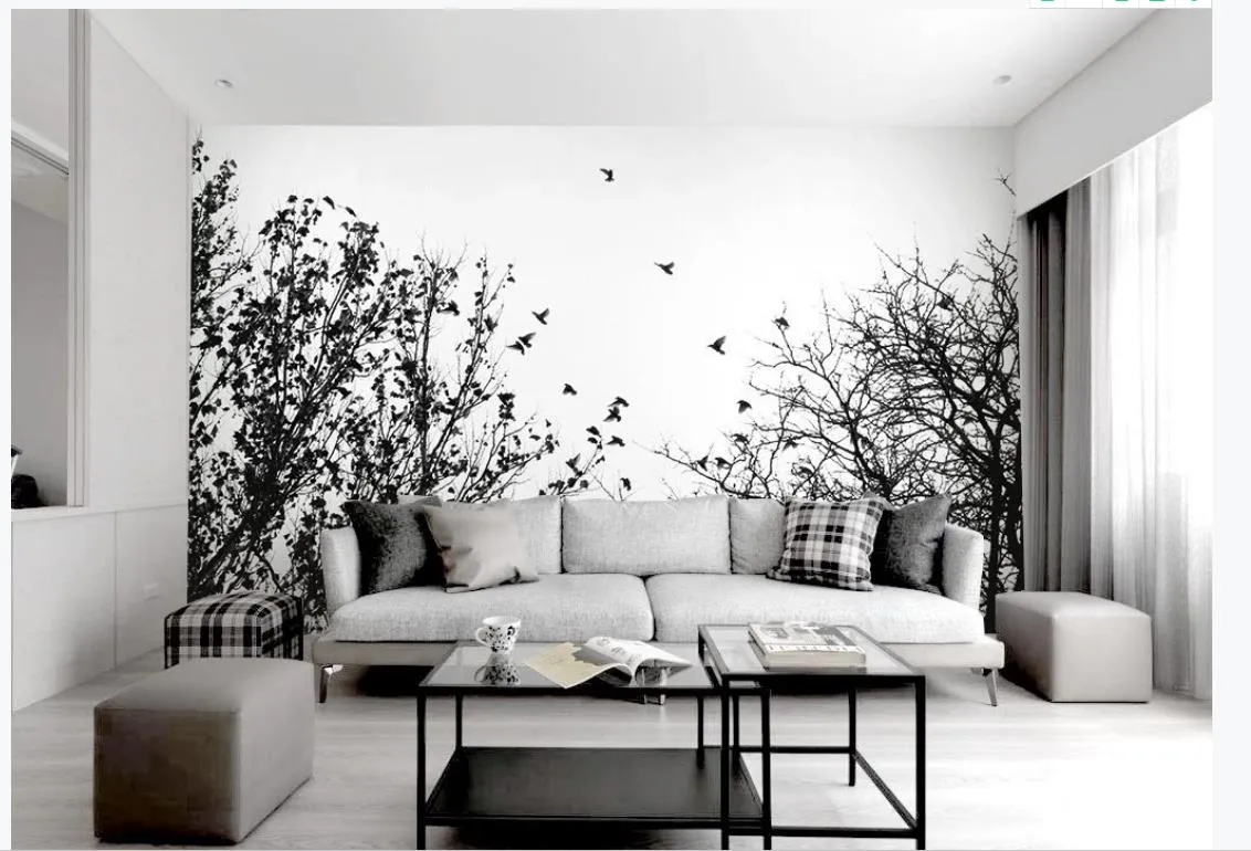 全品送料無料 美しい風景の壁紙黒と白の木の鳥3 Dの壁紙を飛んでシンプルなテレビの背景の壁 販売数激少 Infoplus Ca