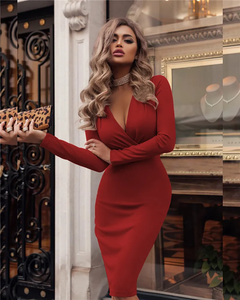 sexy winter dresses Women Fall Sweater Bodycon Dress V Neck Long Sleeve Maxi Elegant Casual Knit Sweaters Clothes (Small,Apricot) at Amazon Women's Clothing store Multipacks Womens Dresses Under $15 This womens dresses is suitable for daily Women's Winter Dresses | PrettyLittleThing