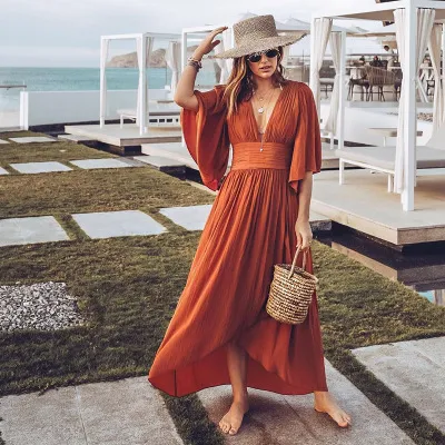 Burnt orange bohemian dress cheap