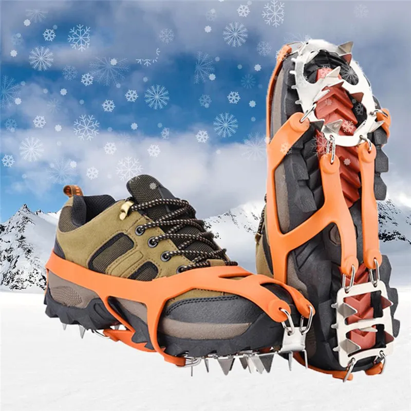 18 Teeth Non Slip Shoes Crampons Ice Snow Winter Outdoor Sports Hiking Shoes Nails Spikes PlywoodHiking Shoes From 18 14 DHgate