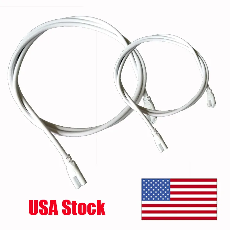 Switch LED Tube Connector Cable Wire Extension Cord for Integrated LED Tube Light White Black Color 200cm Double End 3 Pin