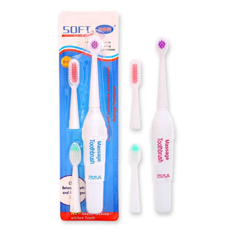 Nouvelle brosse à dents électrique Type rotatif têtes de brosse brosse à dents à piles vente chaude blanchiment des dents pour adultes et enfants 3 têtes