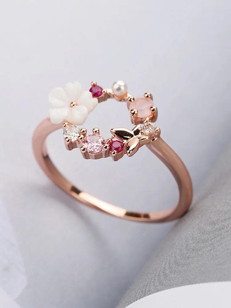 Rose Gold Butterfly Flower Crystal Amazon Ring With Zircon Accents Elegant Wedding Jewelry For Girls From Fashion show2018 2.15 DHgate.Com