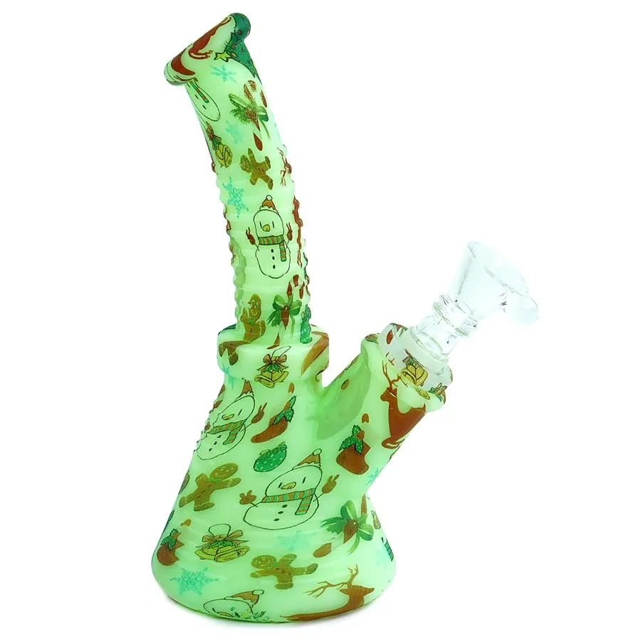 6.6'' water pipe Christmas bend beaker bong 170mm*68mm silicone beaker pipe Dab Rig with glass bowl smoking tobacco Oil Rig