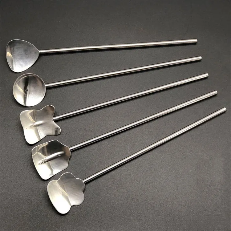 Aço inoxidável longo palhas Colher punho longo colher de mistura Café Leite Chá Agitador Bar Spoons Barware T10I0021