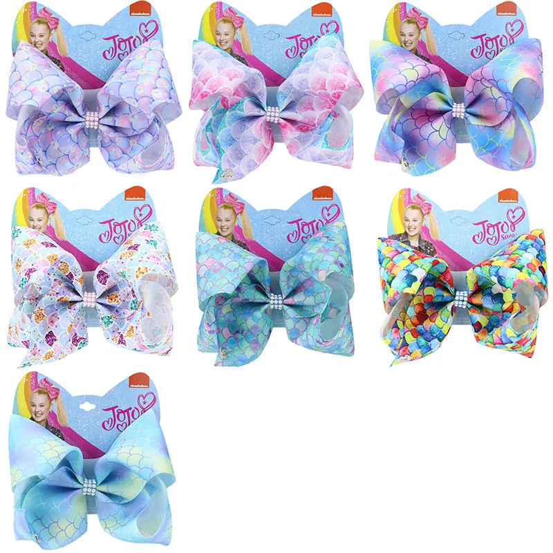 8 -calowy joJo siwa Hair Akcesoria Bow Flower Syrenca z klipsami krążkowymi Dziewczyny Duże akcesoria do włosów opaska do włosów