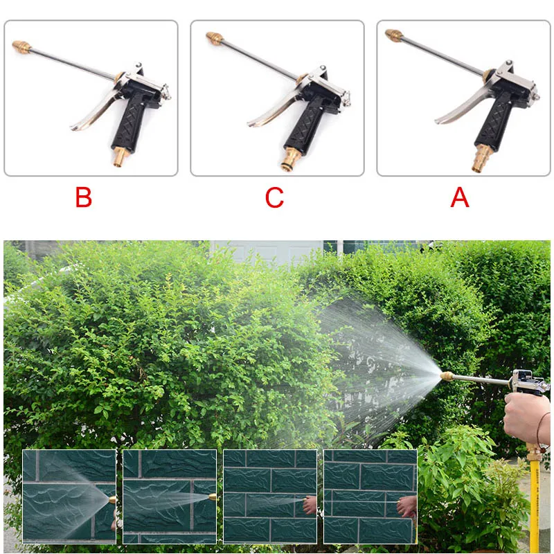 Hoge druk Spuit metalen waterslang spuitmondstuk voor auto wassen gazon Watering Garden irrigatie H99F