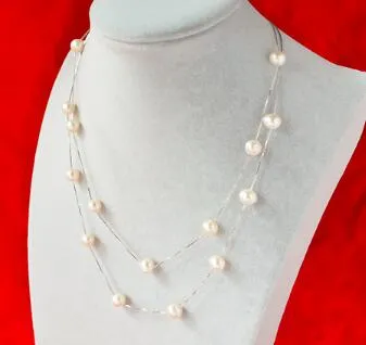 925 pure silver pearl necklace double natural fresh water pearl mantianxing fashion simple multi-layer sweater chain