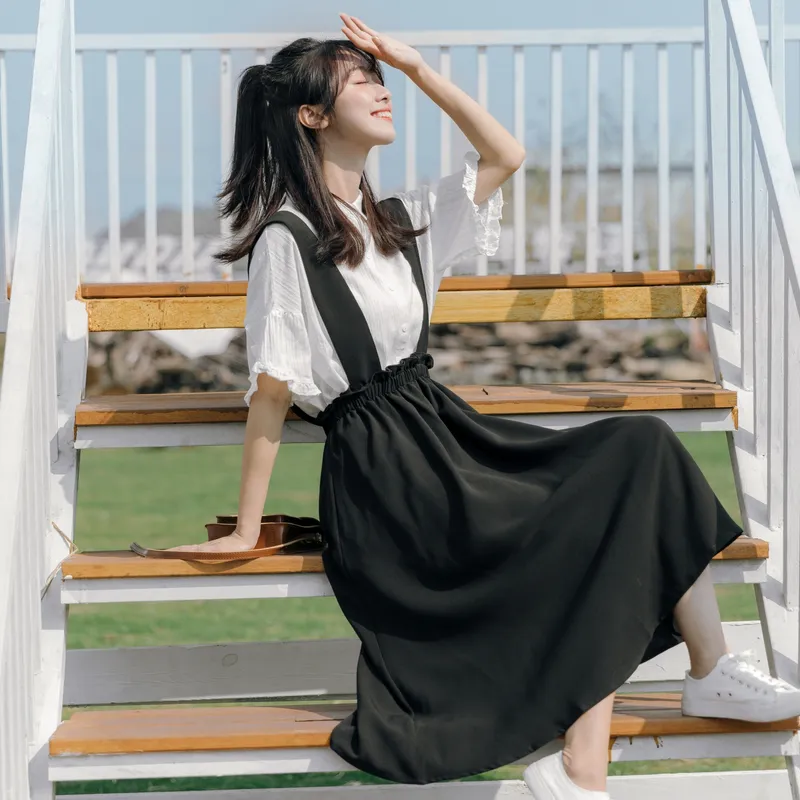 Womens pleated braces clearance skirt