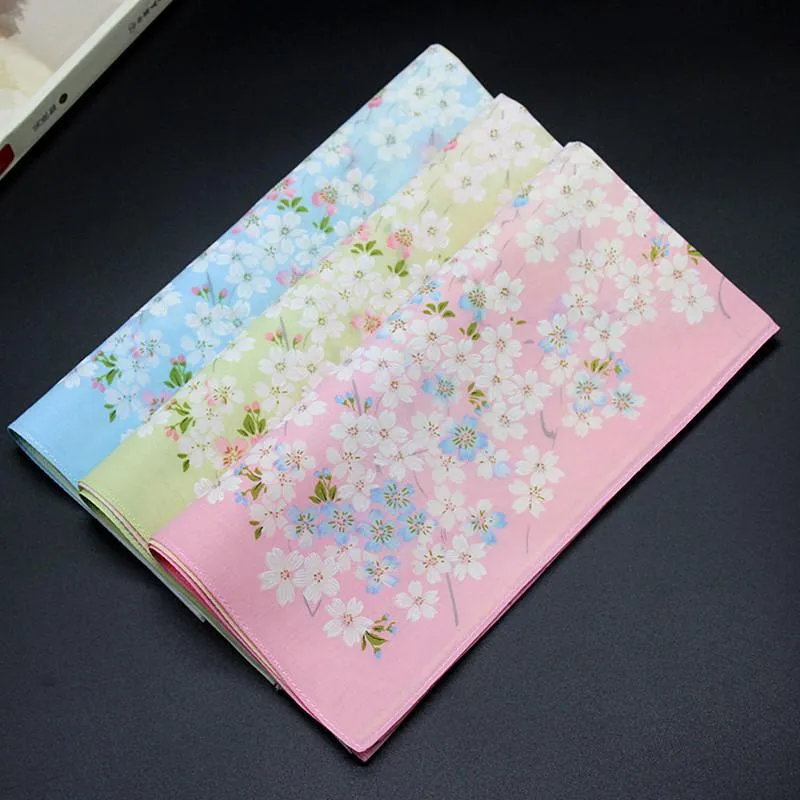 43cm * 43cm 60S Japanese Handkerchief Ladies Printed Cherry Blossom Handkerchief Small Square