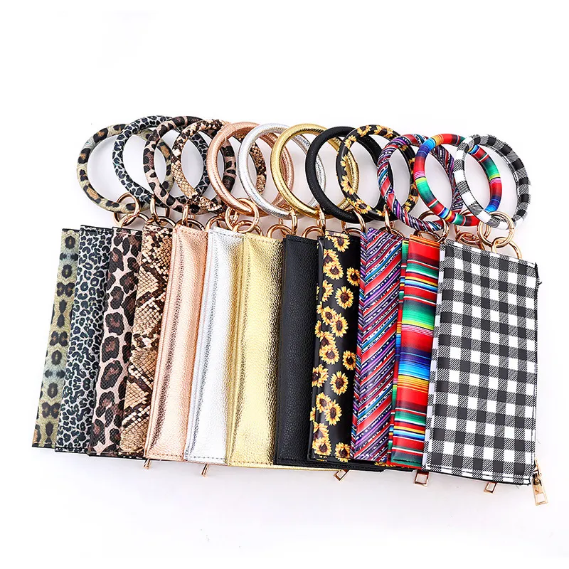 Womens Keyrings And Keychains Wristlet Keychain Bangle With Leopard ...