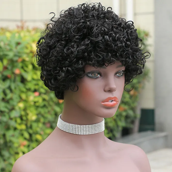 Short Black Layered Hairstyles Men's Natural Straight 100% Human Hair Wig  6In