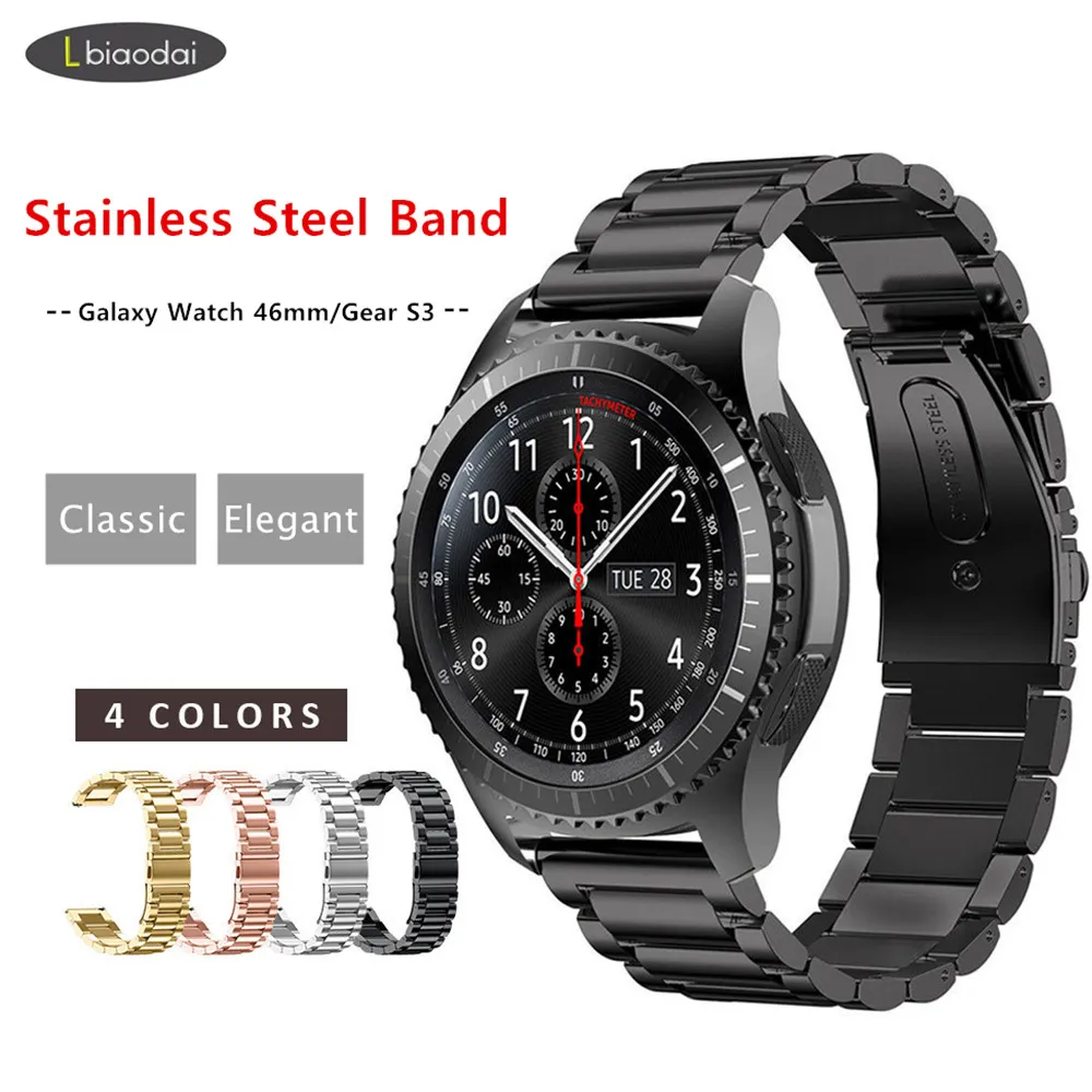 Watch Bands Metal Rem för redskap S3 Frontier / Galaxy 46mm Band SmartWatch 22mm Rostfritt stål Armband Huawei GT S 3 46