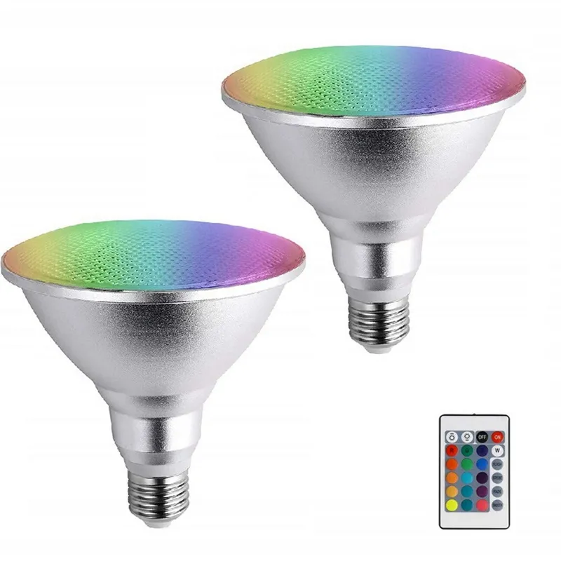 E27 PAR38 Светодиодный прожектор Dimmable RGB Magic Stage Light 10W 20W 30W изменение цвета лампы лампы наружного наводнения с дистанционным управлением