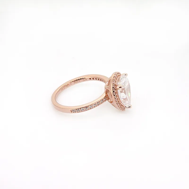 18K Rose Gold Tear drop CZ Diamond RING Original Box for Pandora 925 Sterling Sier Rings Set for Women Wedding Gift Jewelry