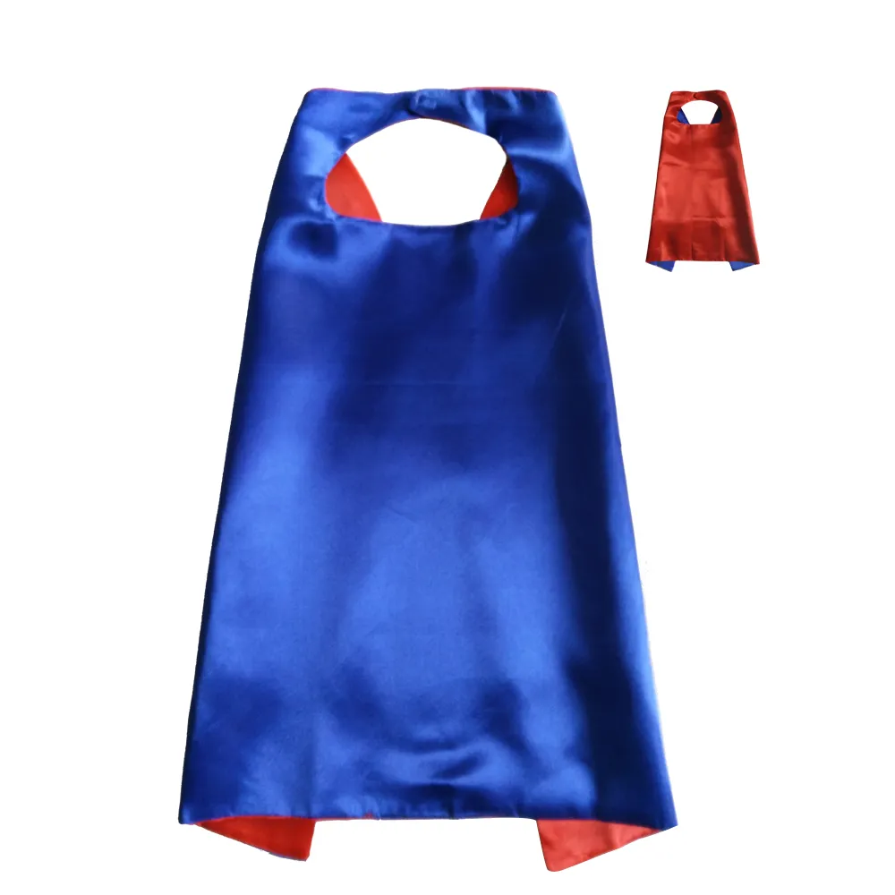 90x70cm Plain double layer superhero cosplay cape for kids of 11-15 years old 11 colors choice Satin Halloween Superhero costumes