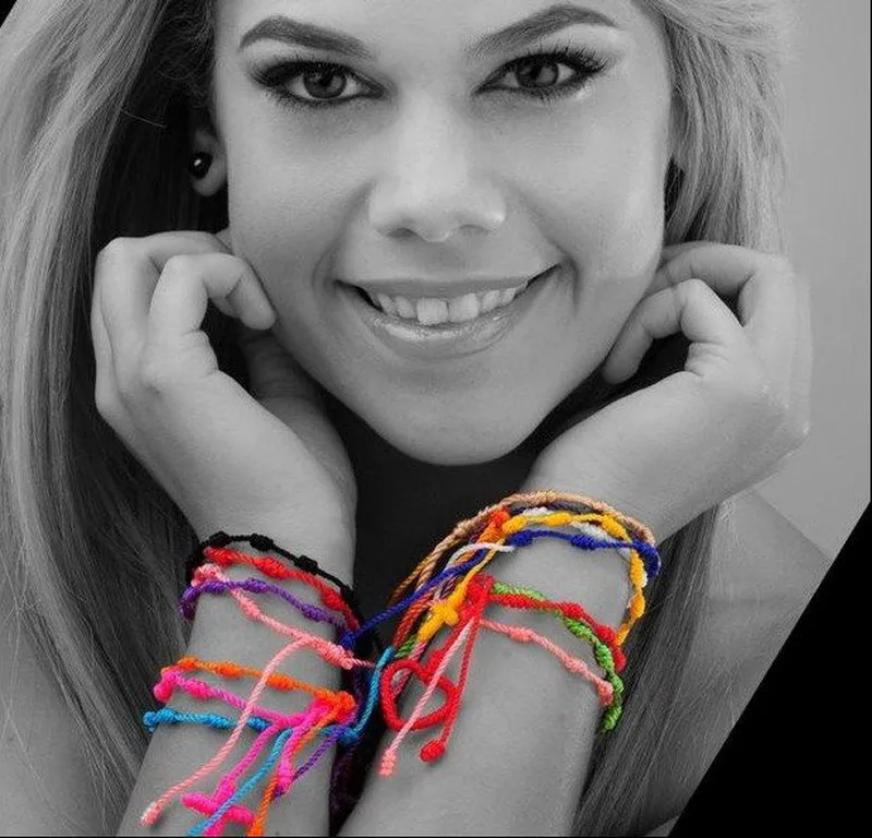 Novas pulseira da moda meninas Luxo Handmade Sorte Cord Braid Rope rosário pulseiras de nylon corda cruz pulseiras 18 cores