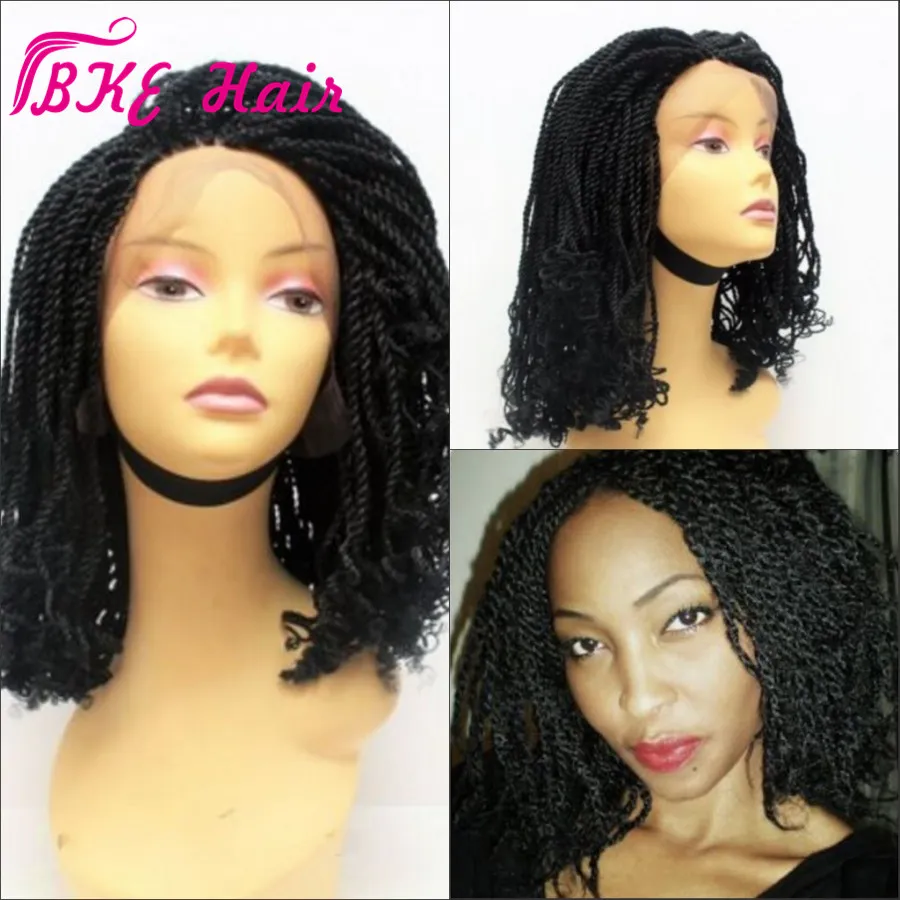 Curta peruca tranças tranças tranças peruca alto calor sintético sintético dianteiro fibra de cabelo crochet torção cosplay perucas para mulheres negras