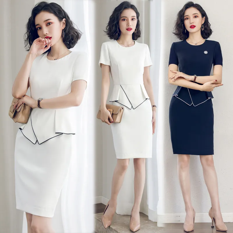 Mode sommar penna vestidos retro kappa arbete bär uniform kvinnor elegant kontor damer slim klänning koreansk stil vestidos mujer