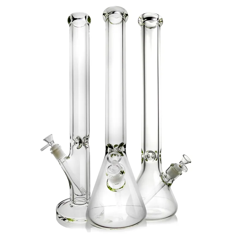 Bong di vetro alti e grandi di spessore 9 mm Bong di vetro Bong Beaker Tubi di acqua di vetro Bong di base di beaker Bong di acqua inebriante Tubi di vetro per fumatori Pipa ad acqua Bong di speleologia di sabbia Bong di pittura a colori