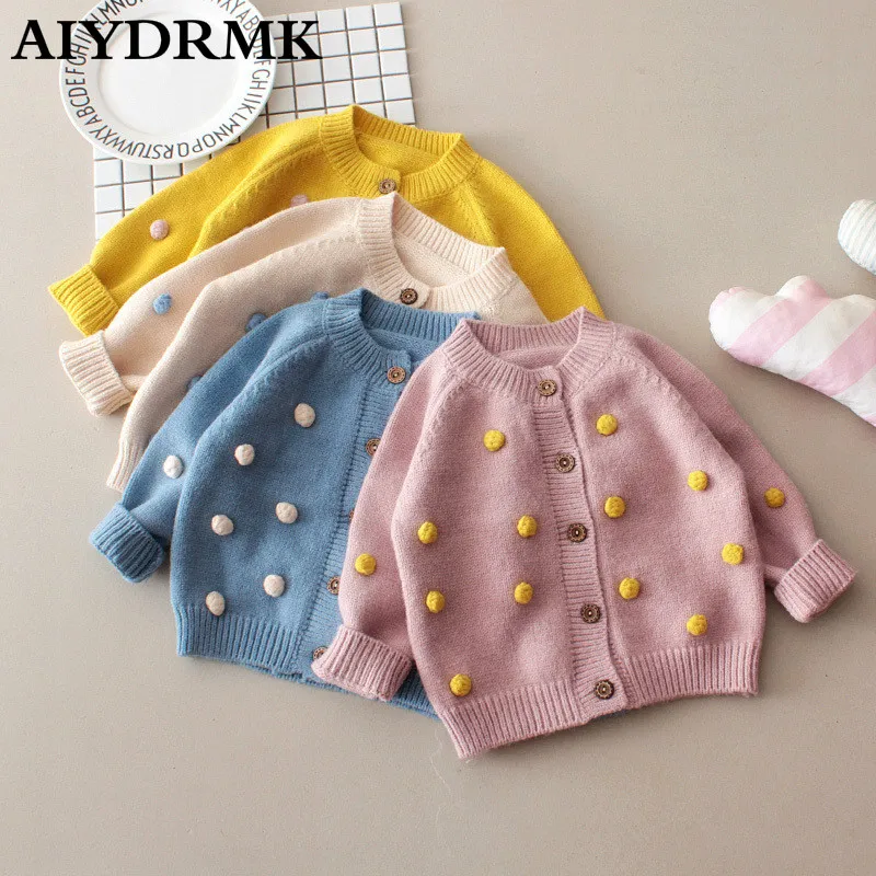 Kinder Pullover Winter Baby Mädchen Pullover Pompom Baumwolle Woolen Kinder Kleinkind Mädchen Strickjacke Gestrickte Baby Kleidung Jungen Pullover