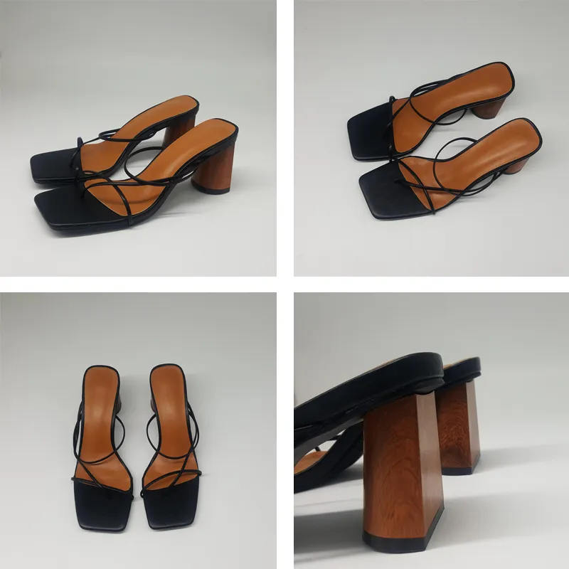 MONMOIRA Wood Heel Slipper Womens Sandals Vintage Square Toe Narrow Band High Heel Sandals Women Summer Shoes Women SWC0713 From 56 06 DHgate