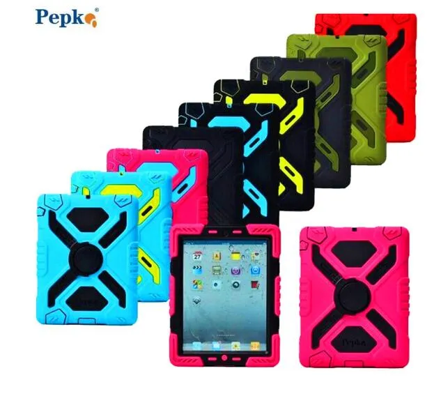 Pepkoo Defender Military Spider Stand Water Dirt Shock Proof Case Cover pour Ipad 2 3 4 5 6 Air Mini 1 2 3 Etanche Dropproof Case