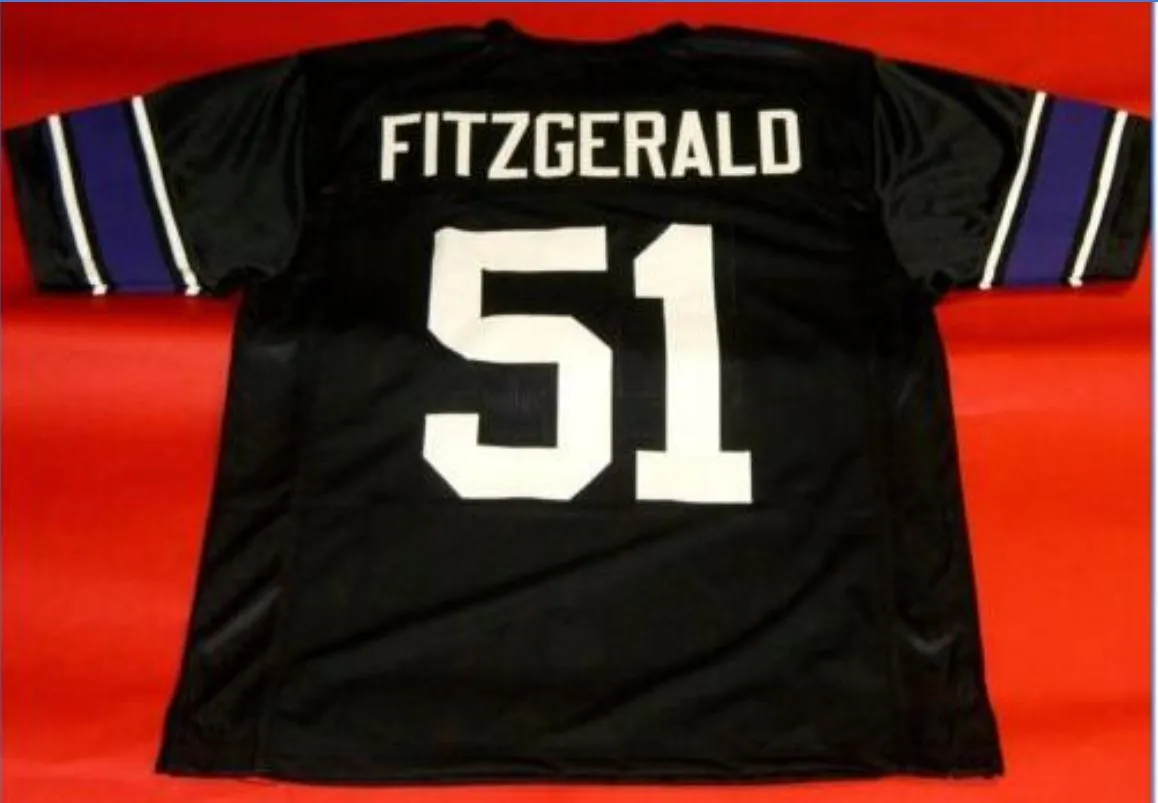 # 51 PAT FITZGERALD ÖZEL NORTHWESTERN WILDCAT Futbol Jersey boyutu s-5XL Vintage veya özel herhangi bir ad veya numara forması Custom Erkekler Gençlik kadınlar