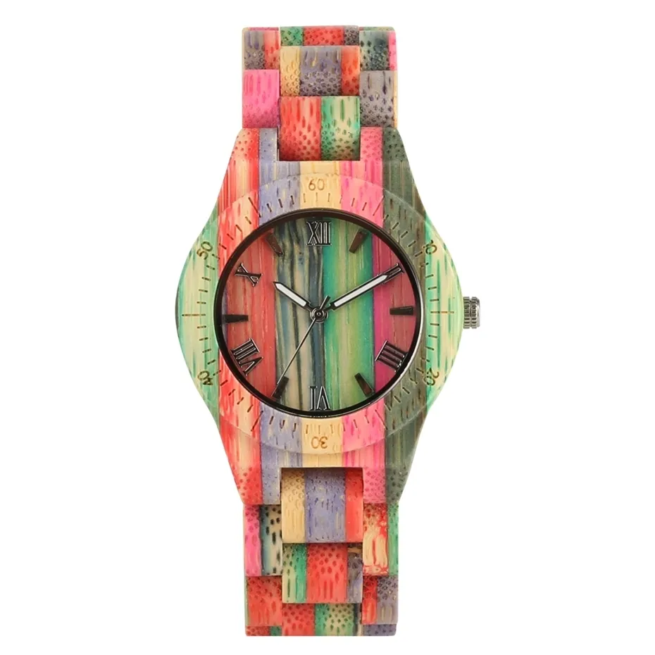 Men Women Fashion Colorful Wood Bamboo Watch Quartz Analog Handmade Full Wooden Bracelet Luxury Wristwatches Gifts for Lovers 2020 (12)