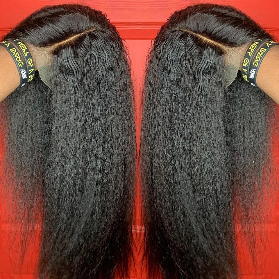 Kinky прямой парик 13x4 кружева фронт человеческих волос парики для женщин предварительно сорванный с ребенком волос бразильский ремил итальянский Yaki человеческий парик