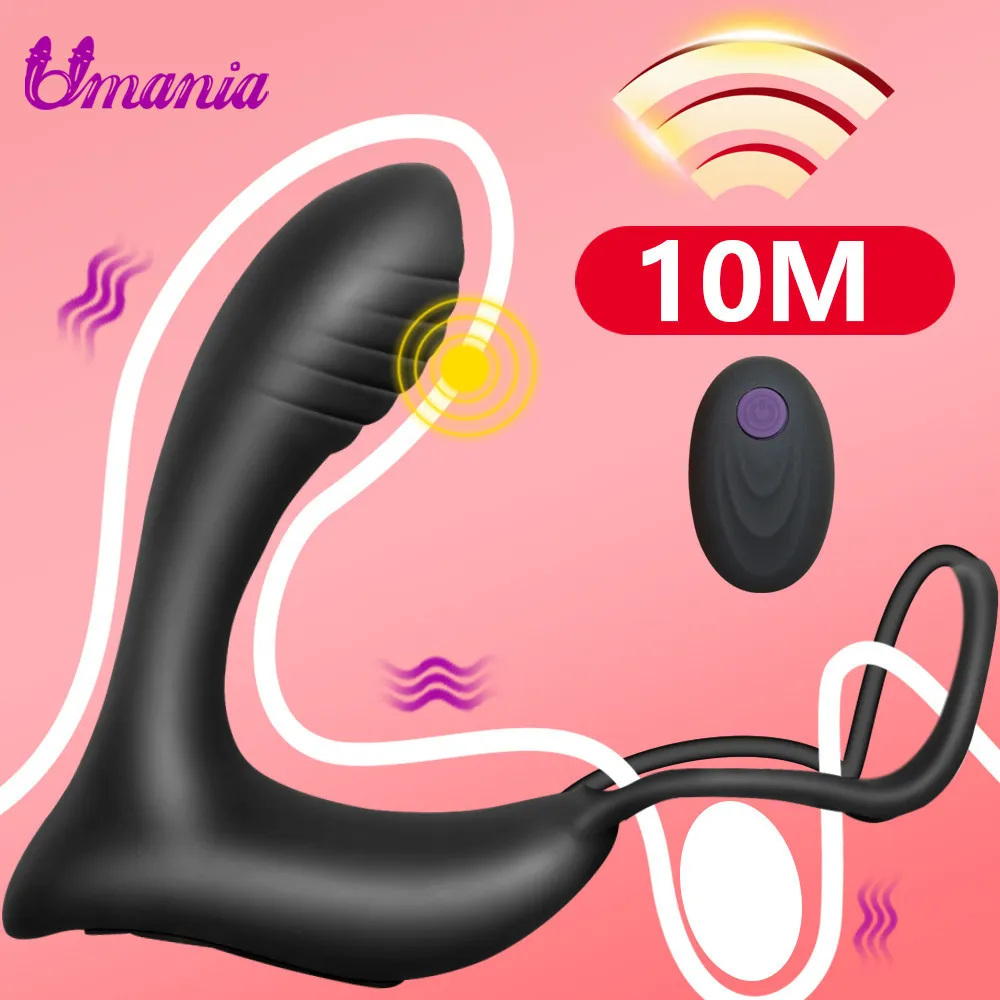 Mannelijke prostaatmassage vibrator anale plug siliconen waterdichte prostaat stimulator butt plug delay ejaculatie ring speelgoed voor mannen J190629