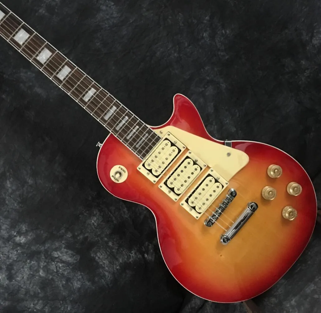 Ace Frehley Budokan Heritage Cherry Sunburst Electric Guitar Three Cream Pickups, White Pearl Block Inlei, Gold Speed Knobs