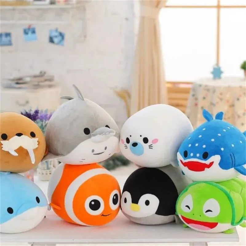 14 Styles mignon dessin animé Animal jouet dauphin pingouin Lion de mer tigre baleine en forme de peluche jouet océan Union mousse particules enfants poupée