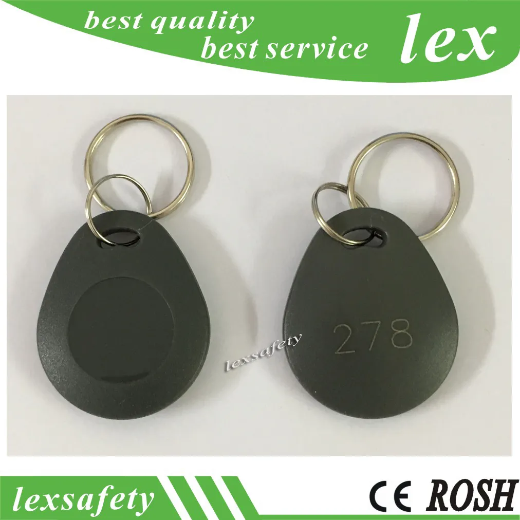 High quality Access Control TK4100 125khz 100pcs/lot ISO11785 ABS RFID numbered plastic ID key chains tags