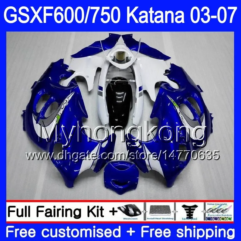 Stock bleu blanc GSX600F Pour SUZUKI GSXF 600 750 GSXF600 2003 2004 2005 2006 2007 293HM.10 GSXF-750 KATANA GSXF750 03 04 05 06 07 Carénages