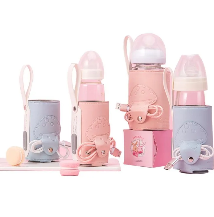 USB Babyflaska Warmer Portable Travel Milk Warmer Spädbarn Matning Flaska Uppvärmd Skyddsisolering Termostat Matvärmare Utomhus i Carcy97-1